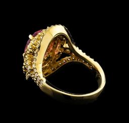 14KT Yellow Gold 2.81 ctw Kunzite and Diamond Ring