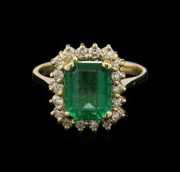 2.22 ctw Emerald and Diamond Ring - 14KT Yellow Gold