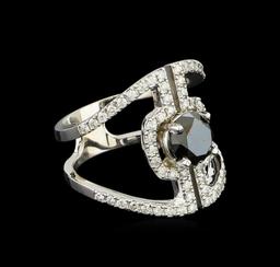 2.28 ctw Black Diamond Ring - 14KT White Gold