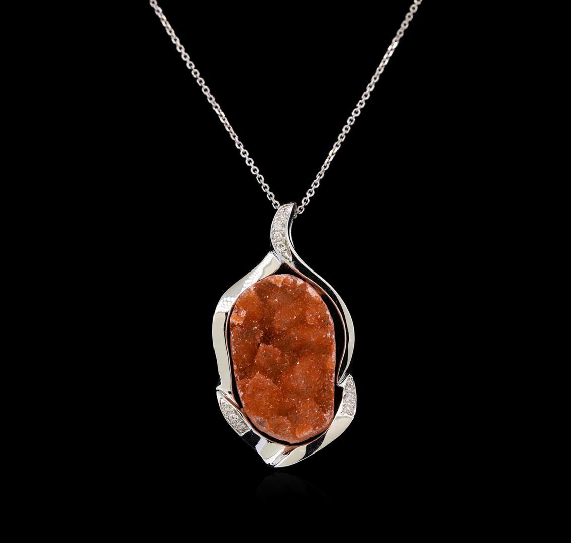 10.00 ctw Citrine and Diamond Pendant With Chain - 14KT White Gold