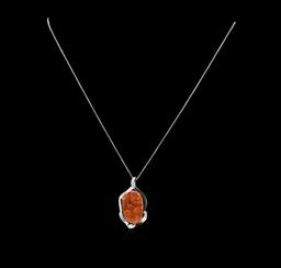 10.00 ctw Citrine and Diamond Pendant With Chain - 14KT White Gold