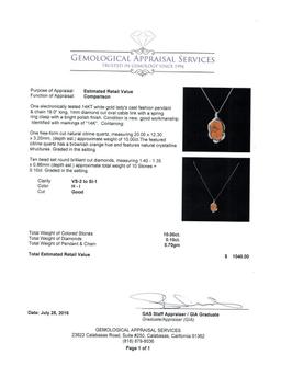 10.00 ctw Citrine and Diamond Pendant With Chain - 14KT White Gold