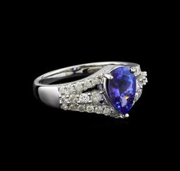 14KT White Gold 1.88 ctw Tanzanite and Diamond Ring