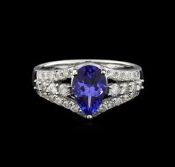 14KT White Gold 1.88 ctw Tanzanite and Diamond Ring