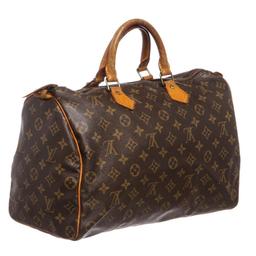 Louis Vuitton Monogram Canvas Leather Speedy 35 cm Bag