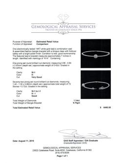 1.14 ctw Diamond Bangle Bracelet - 14KT White Gold