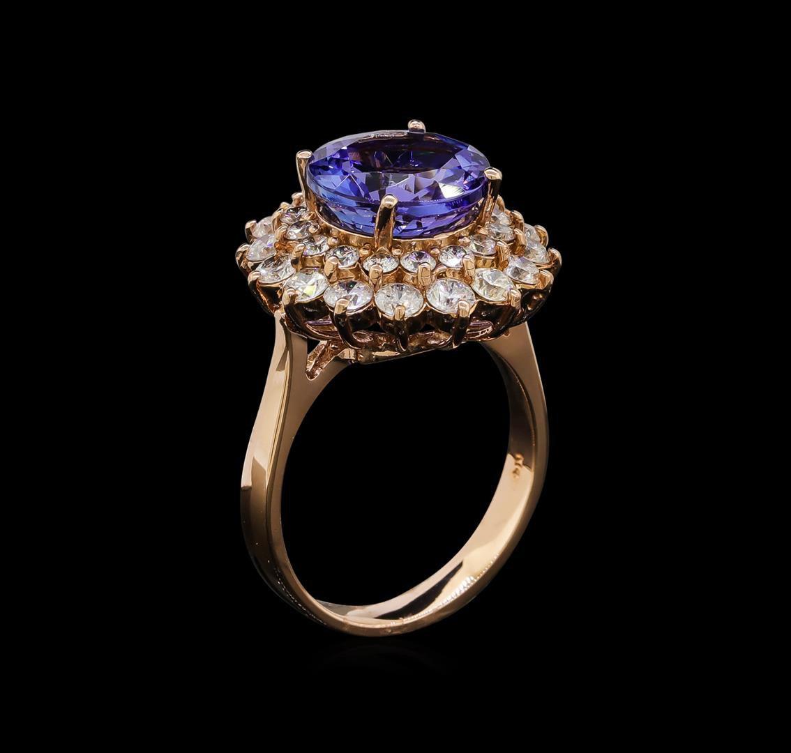 4.78 ctw Tanzanite and Diamond Ring - 14KT Rose Gold