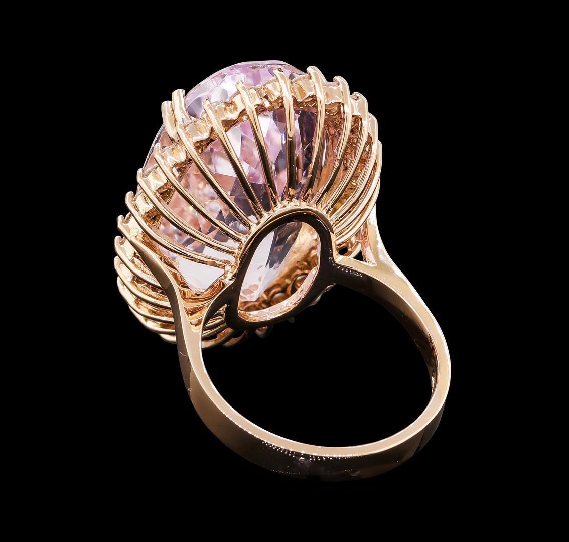 29.20 ctw Kunzite and Diamond Ring - 14KT Rose Gold