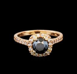 1.38 ctw Black Diamond Ring - 14KT Rose Gold