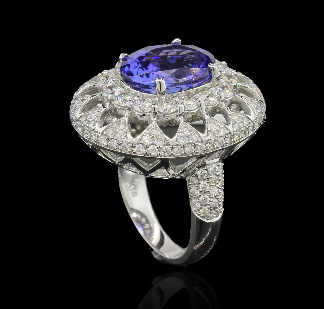 6.24 ctw Tanzanite and Diamond Ring - 14KT White Gold