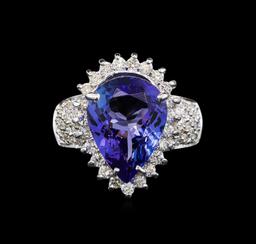 14KT White Gold 7.39 ctw Tanzanite and Diamond Ring