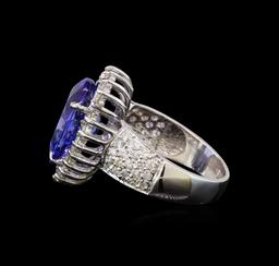 14KT White Gold 7.39 ctw Tanzanite and Diamond Ring