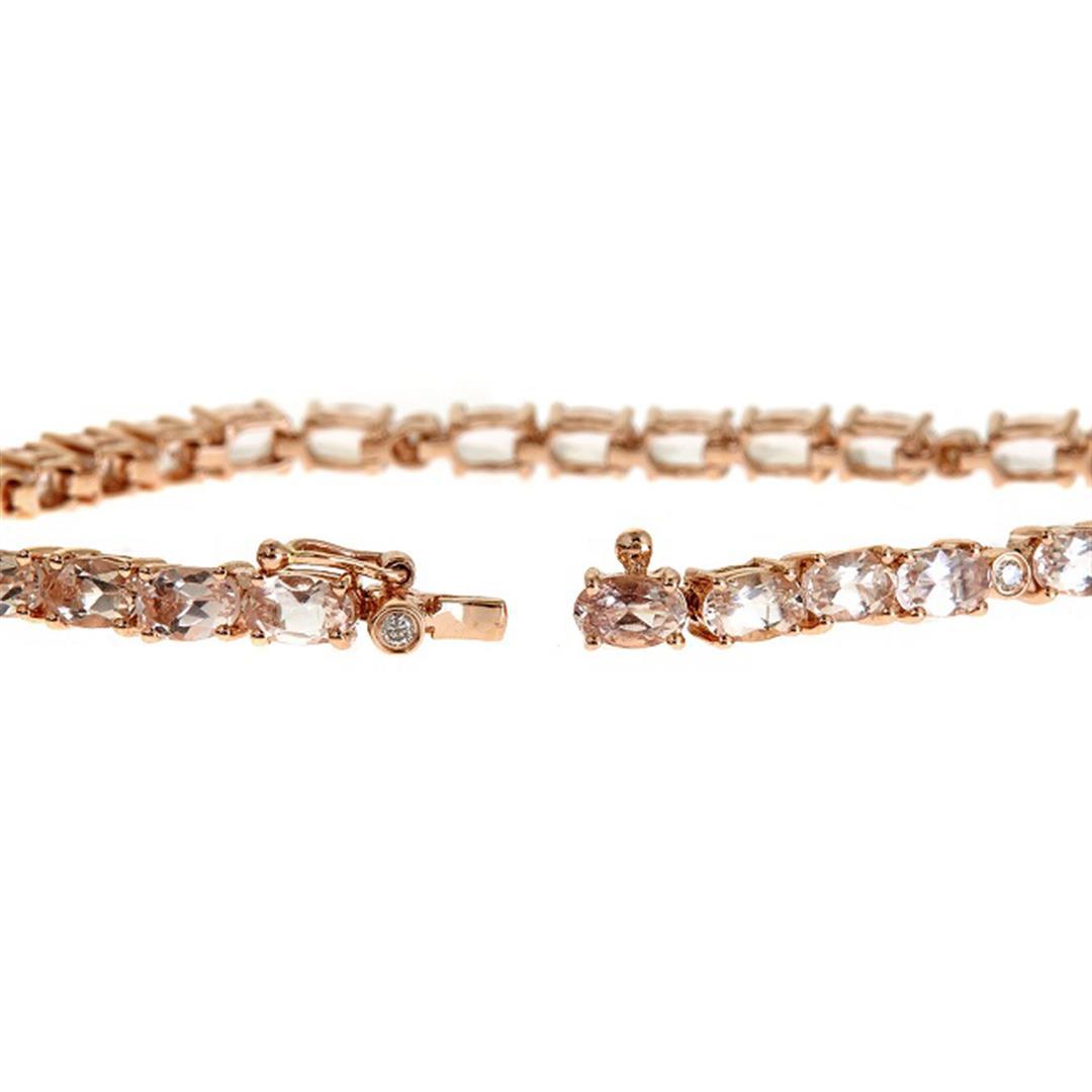 6.89 ctw Morganite and Diamond Bracelet - 14KT Rose Gold