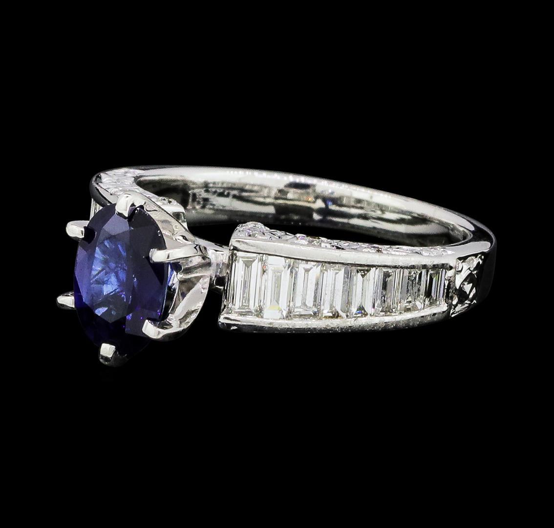 0.90 ctw Sapphire and Diamond Ring - 18KT White Gold