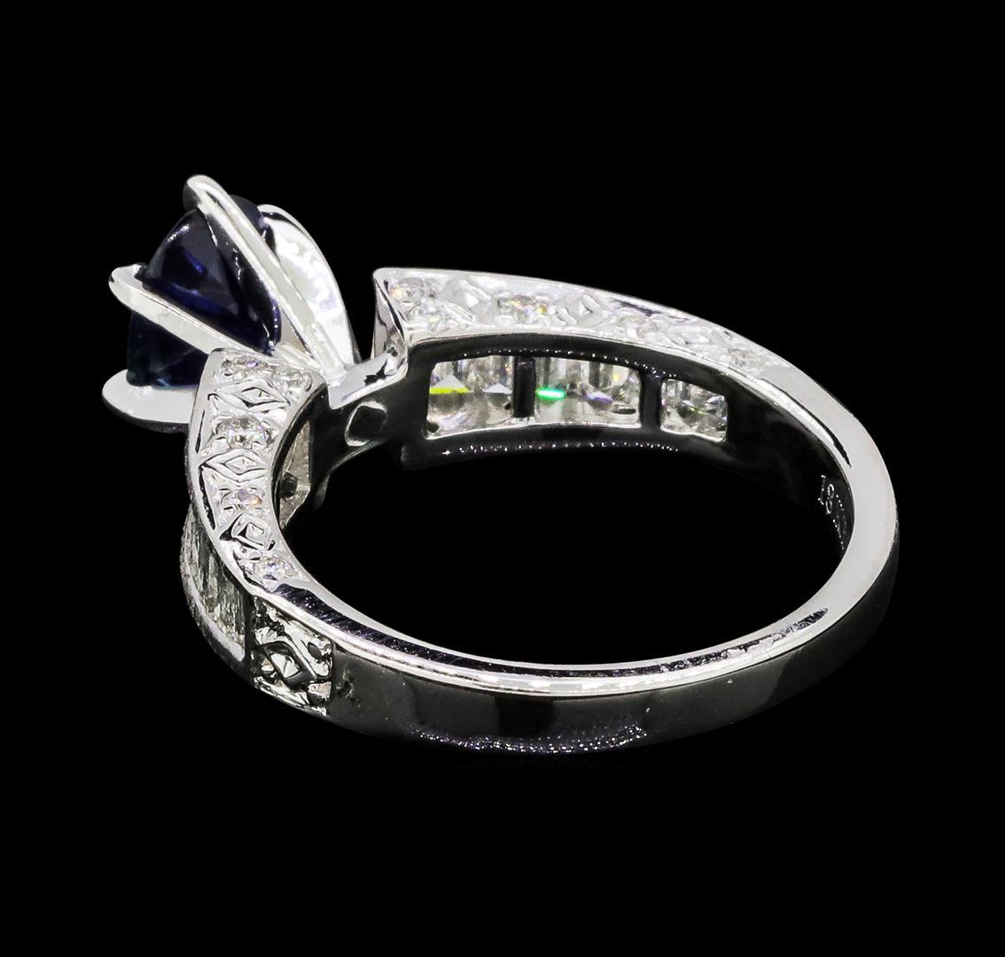 0.90 ctw Sapphire and Diamond Ring - 18KT White Gold
