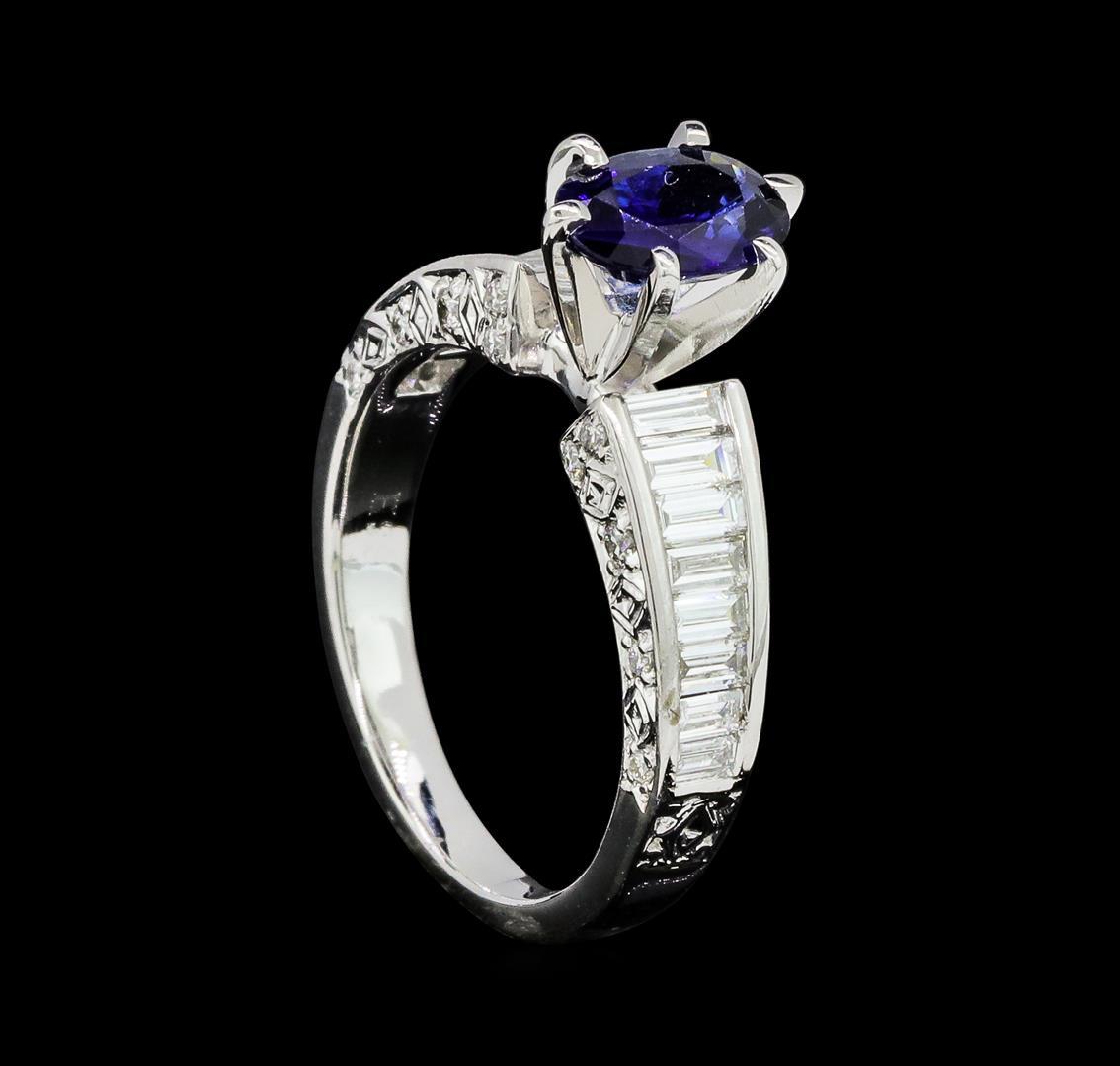 0.90 ctw Sapphire and Diamond Ring - 18KT White Gold