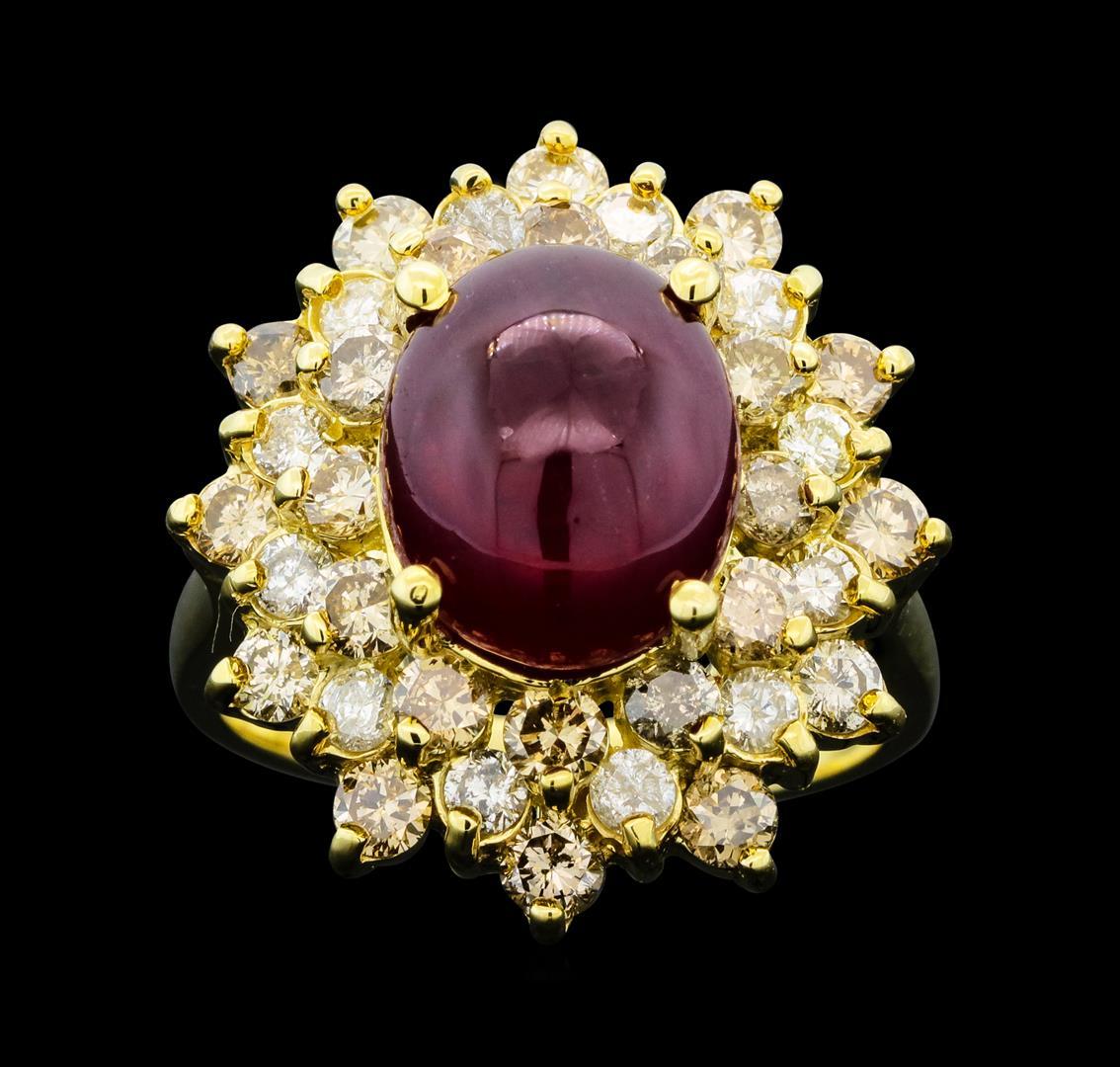 6.43 ctw Ruby And Diamond Ring - 14KT Yellow Gold