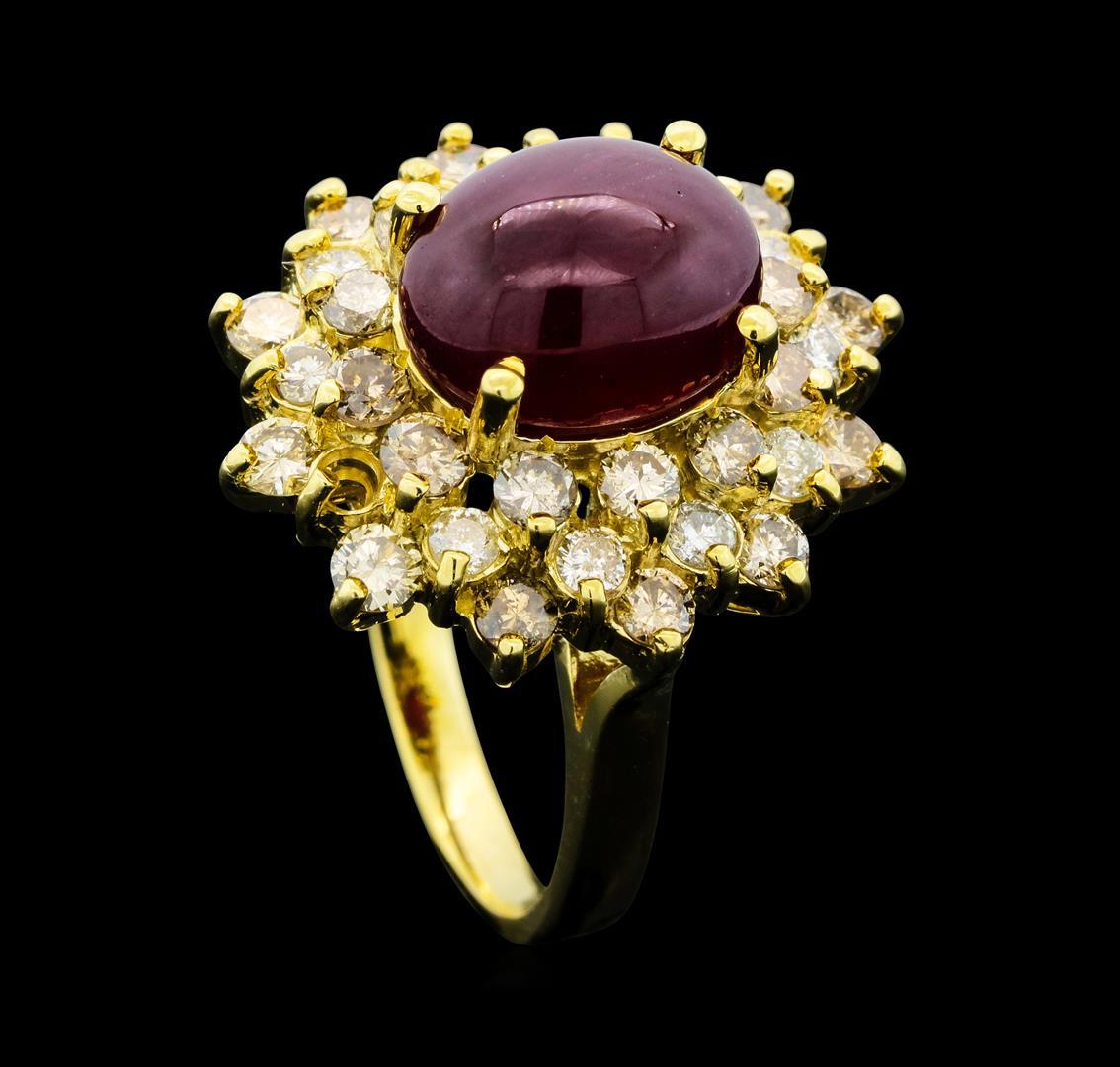 6.43 ctw Ruby And Diamond Ring - 14KT Yellow Gold