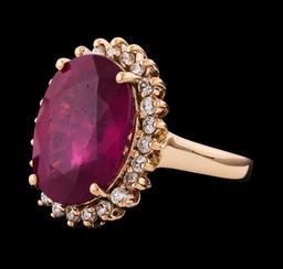 12.95 ctw Ruby and Diamond Ring - 14KT Rose Gold