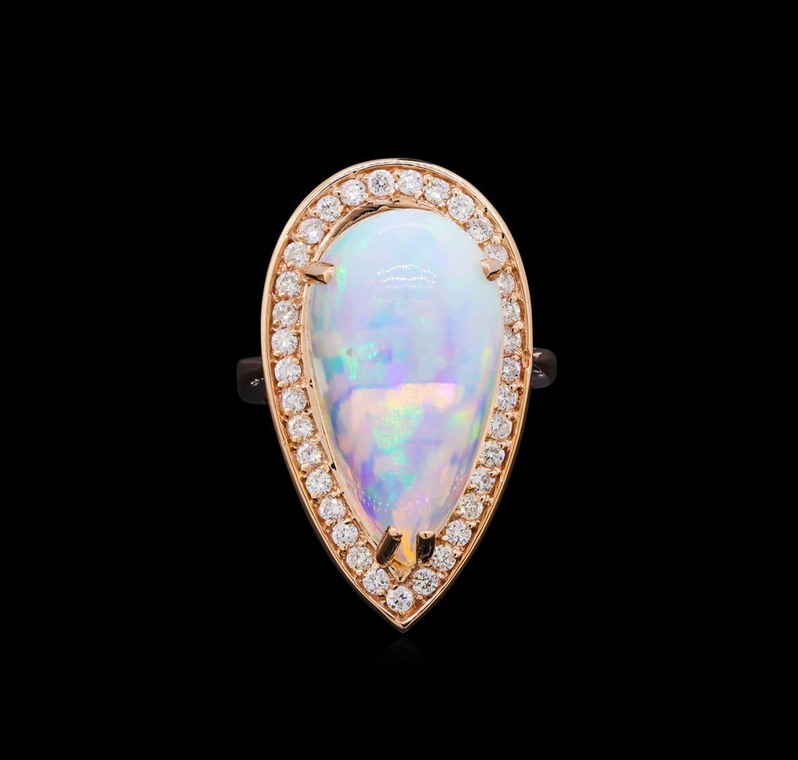 9.35 ctw Opal and Diamond Ring - 14KT Rose Gold
