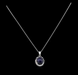 13.12 ctw Sapphire and Diamond Pendant - 14KT White Gold