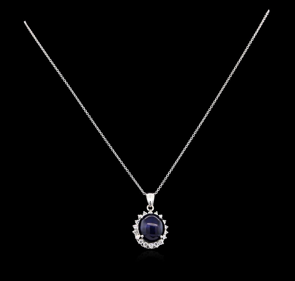 13.12 ctw Sapphire and Diamond Pendant - 14KT White Gold