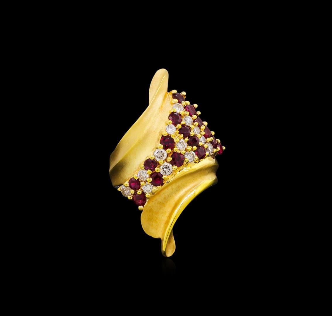 1.59 ctw Ruby and Diamond Ring - 18KT Yellow Gold