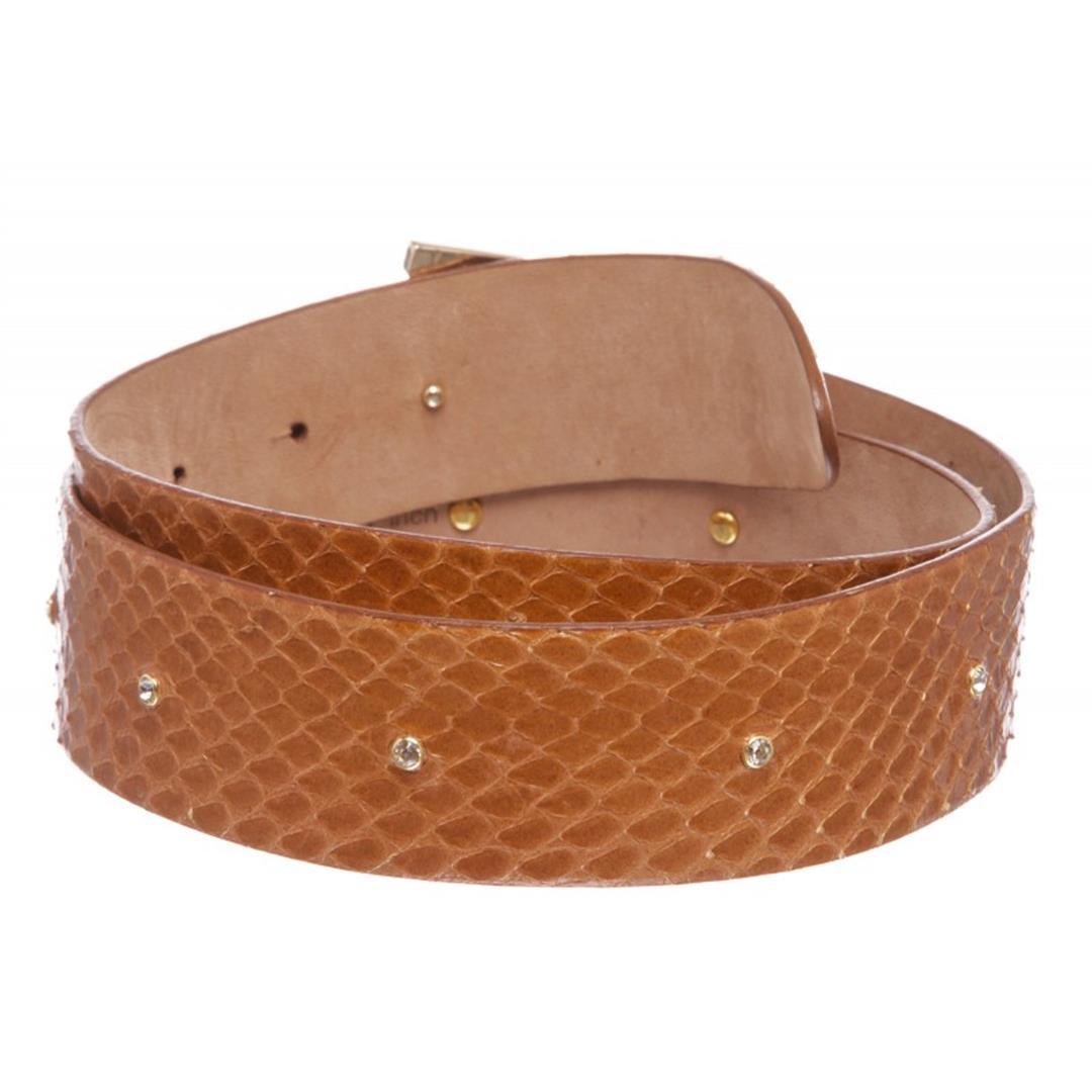 Dolce & Gabbana Brown Snakeskin Rhinestone Buckle Belt