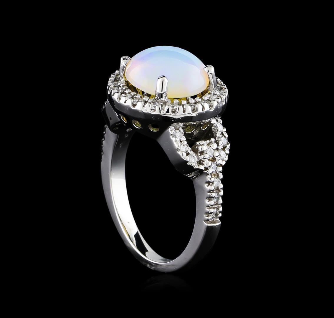 2.17 ctw Opal and Diamond Ring - 14KT White Gold