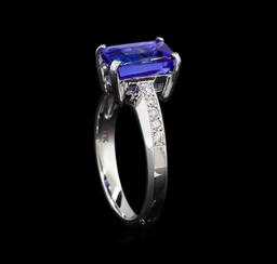 2.61 ctw Tanzanite and Diamond Ring - 14KT White Gold