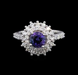 14KT White Gold 1.14 ctw Tanzanite and Diamond Ring