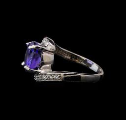 6.82 ctw Tanzanite and Diamond Ring - 14KT White Gold