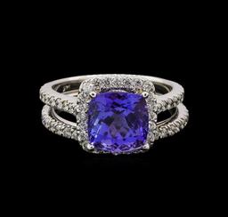 14KT White Gold 3.04 ctw Tanzanite and Diamond Wedding Ring Set