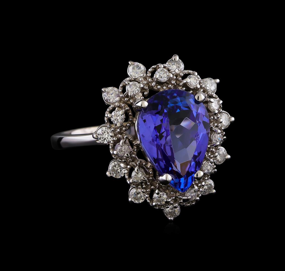 3.42 ctw Tanzanite and Diamond Ring - 14KT White Gold