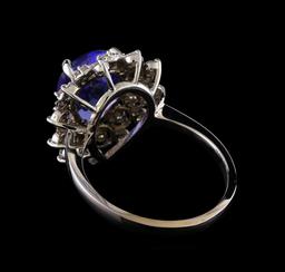 3.42 ctw Tanzanite and Diamond Ring - 14KT White Gold