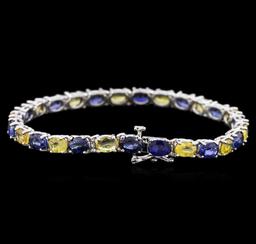 14KT White Gold 14.97 ctw Blue and Yellow Sapphire Bracelet