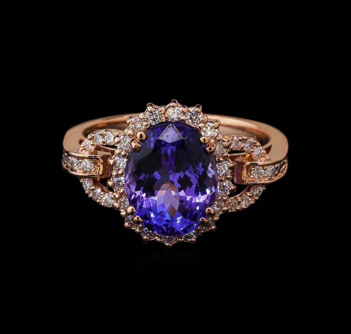 3.59 ctw Tanzanite and Diamond Ring - 14KT Rose Gold