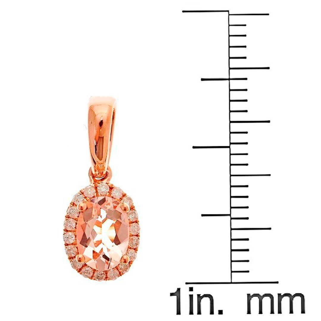 0.73 ctw Morganite and Diamond Pendant - 10KT Rose Gold