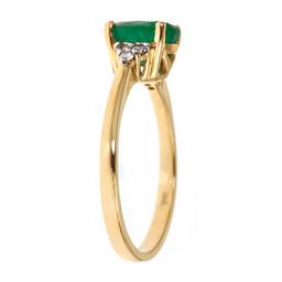 1.22 ctw Emerald and Diamond Ring - 14KT Yellow Gold