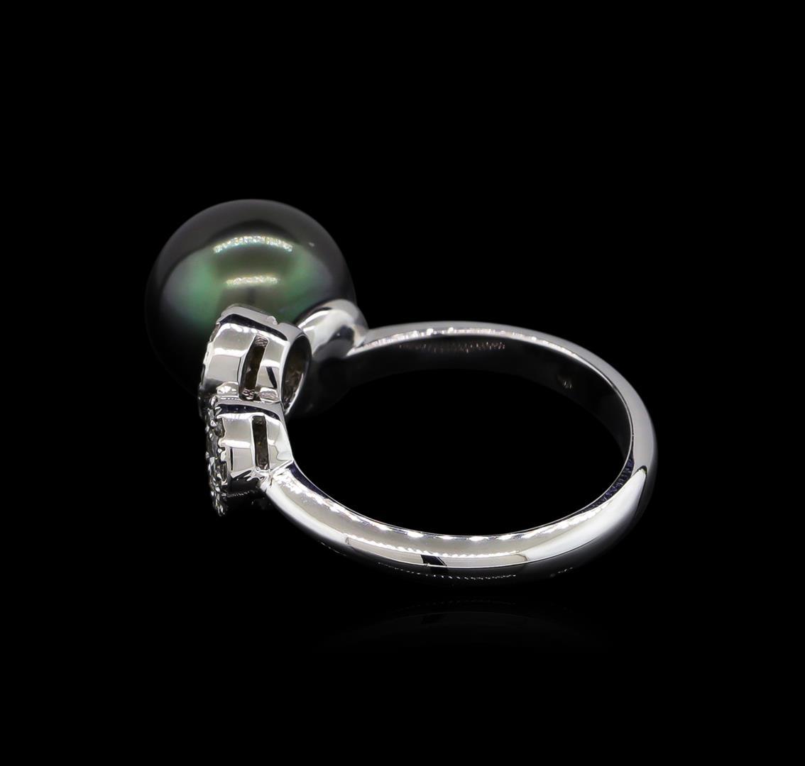 0.37 ctw Pearl and Diamond Ring - 14KT White Gold