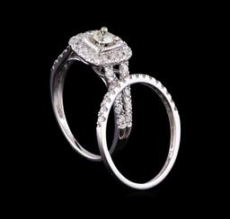 1.04 ctw Diamond Wedding Ring Set - 14KT White Gold