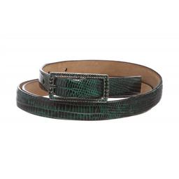 Valentino Green Lizard Skin Rhinestone Buckle Thin Belt