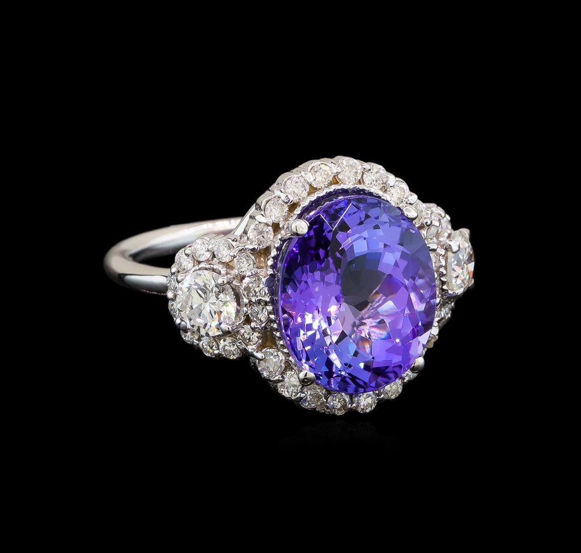 14KT White Gold 6.14 ctw Tanzanite and Diamond Ring