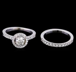 1.23 ctw Diamond Wedding Ring Set - 14KT White Gold