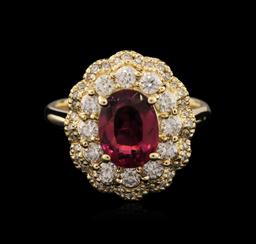 14KT Yellow Gold 1.77 ctw Tourmaline and Diamond Ring