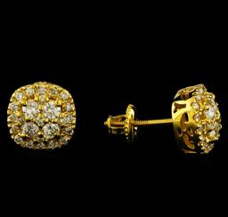 1.05 ctw Diamond Earrings - 14KT Yellow Gold