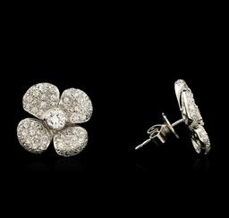 1.98 ctw Diamond Clover Earrings - 18KT White Gold
