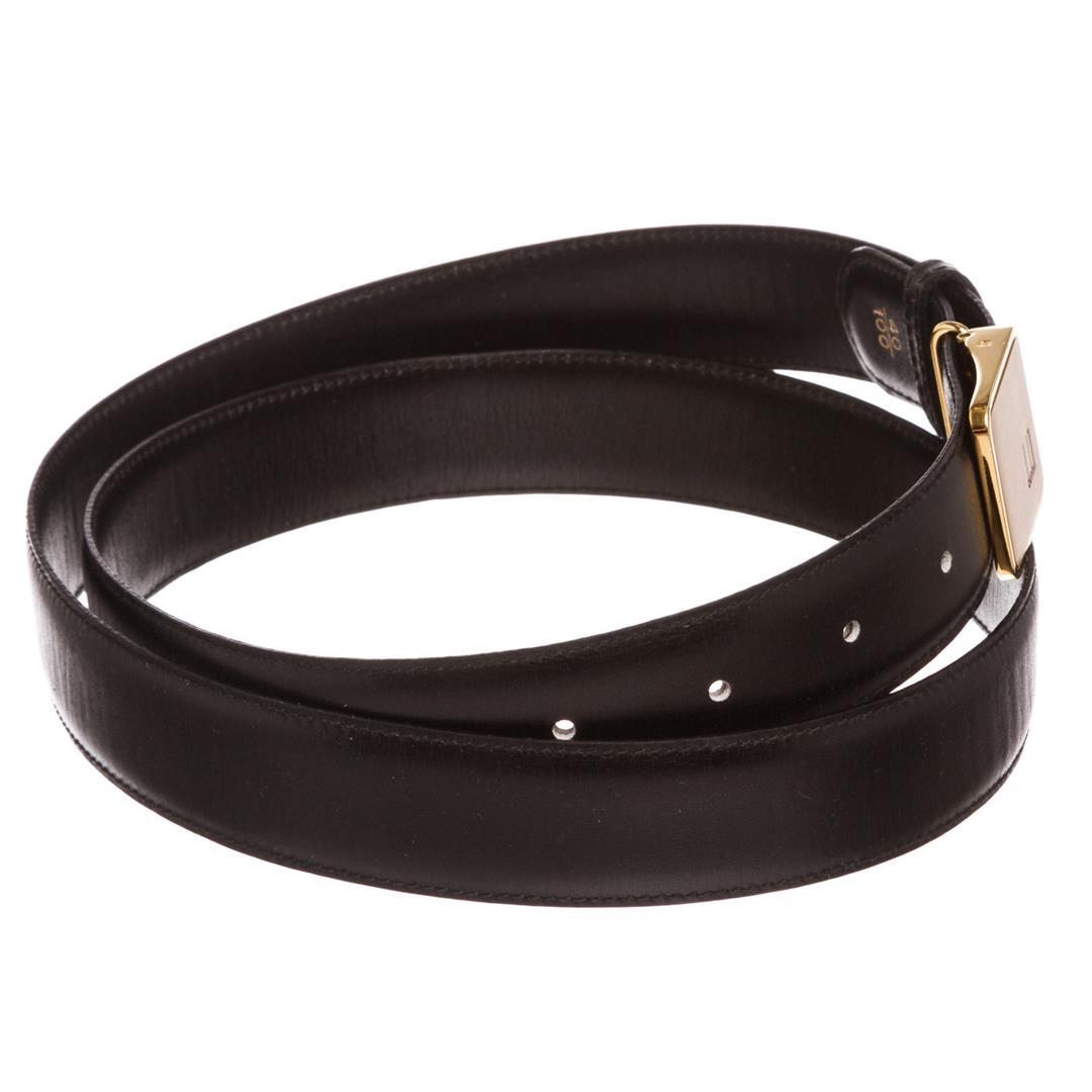 Dunhill Black Leather Gold Buckle Belt