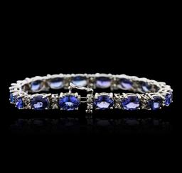 14KT White Gold 22.40 ctw Tanzanite and Diamond Bracelet