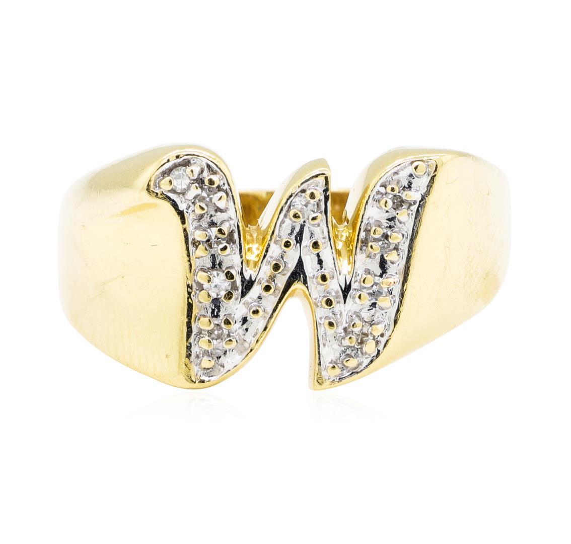 0.05 ctw Diamond "W" Ring - 14KT Yellow Gold